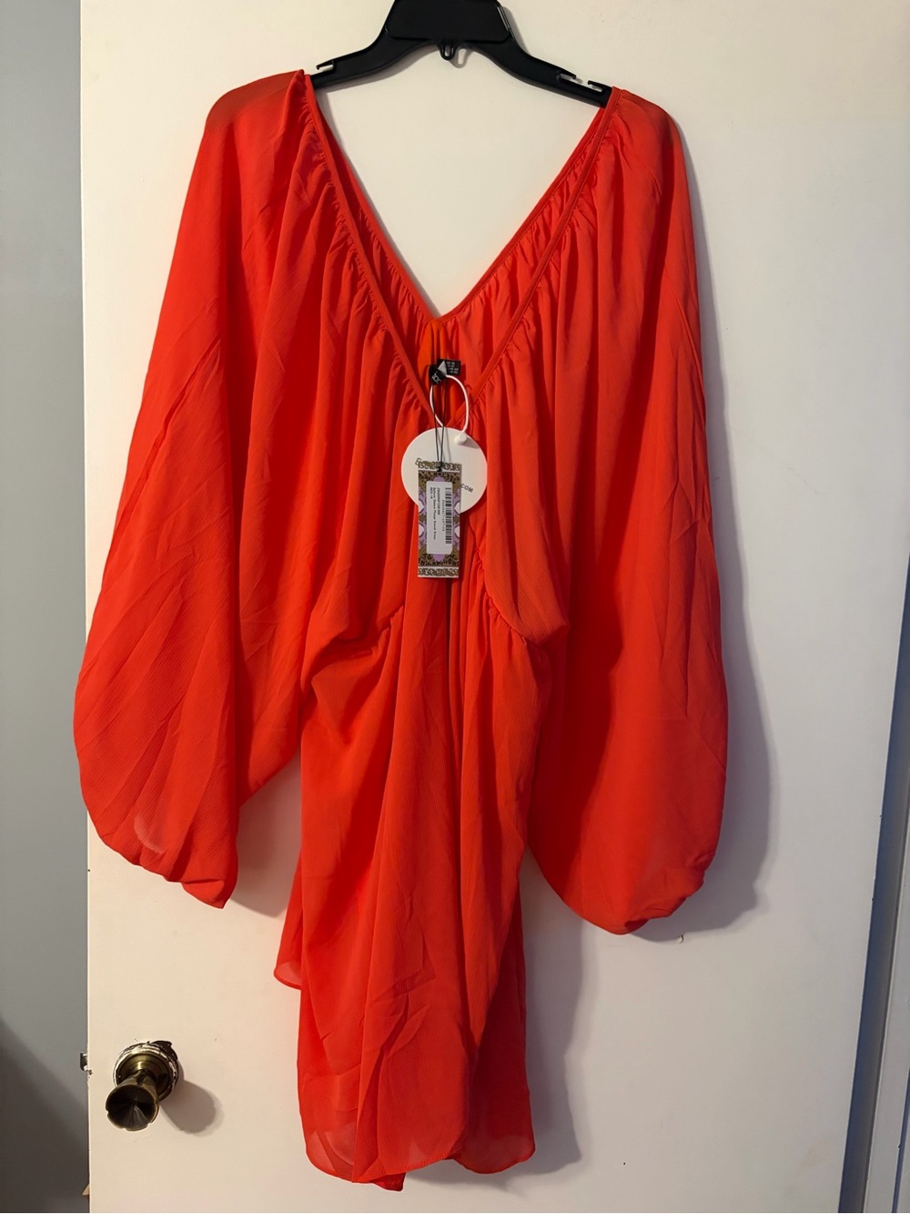 Boohoo Balloon Sleeve Plunge Smock Dress